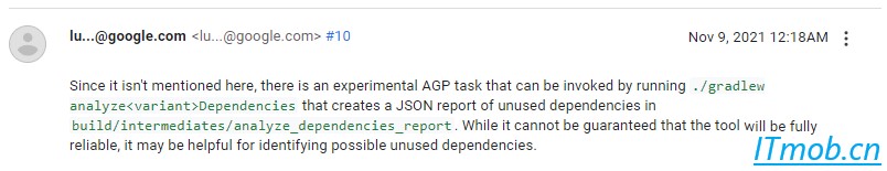 Issue Tracker find unused dependency